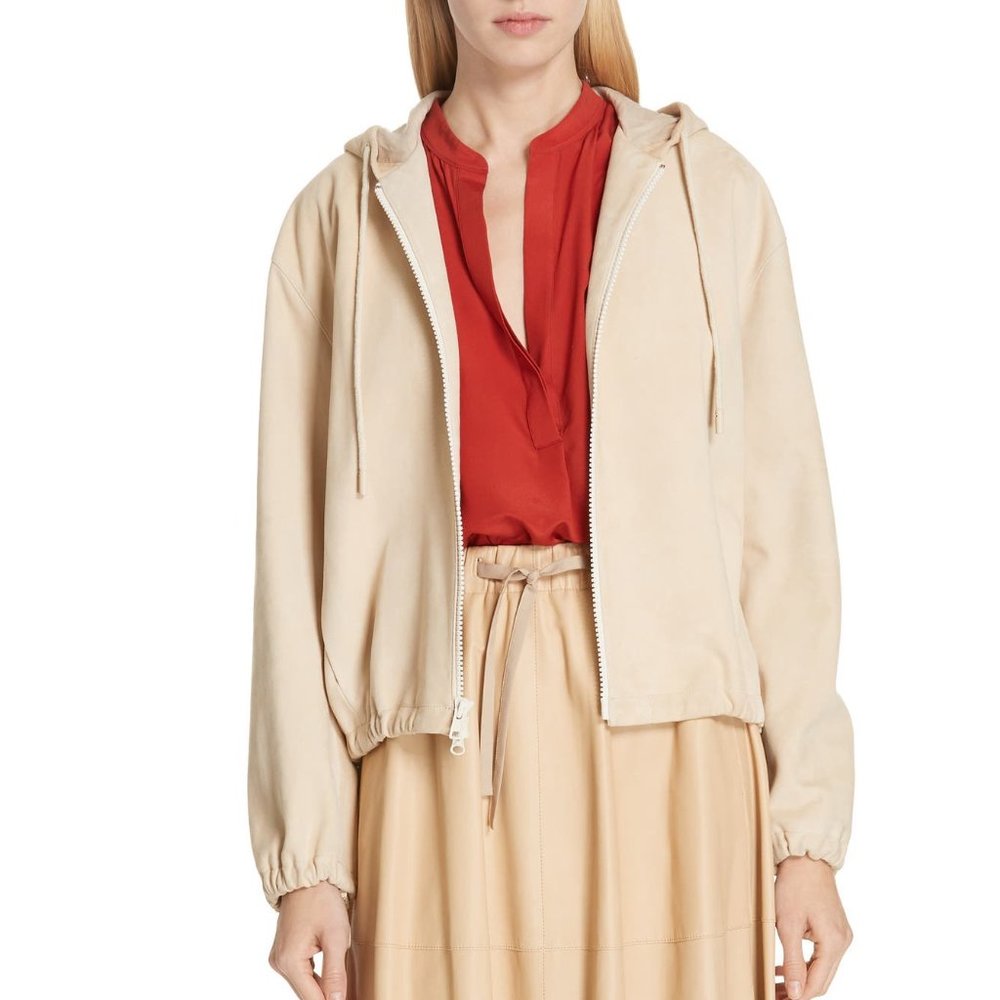 NWT Vince Suede Zip Hooded Jacket | Luxury Casual Outerwear